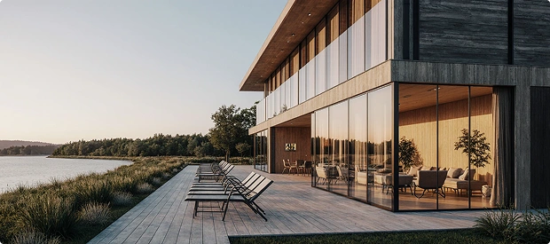 Modern resort terrace in Denmark